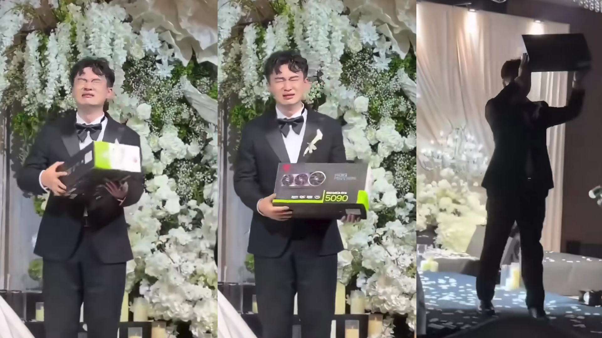 Noivo chora ao ganhar uma RTX 5090 no casamento; placa custa mais de US$ 9 mil