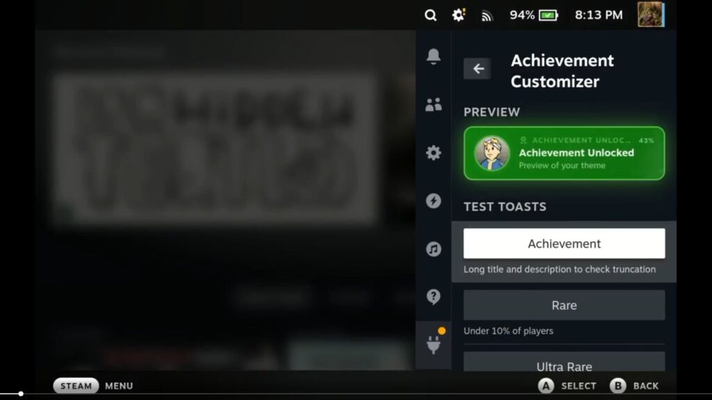 Plugin do Steam Deck deixa pop-ups de conquistas com o seu estilo