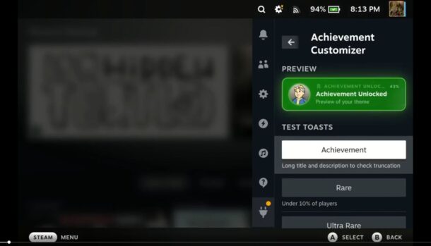 Plugin do Steam Deck deixa pop-ups de conquistas com o seu estilo